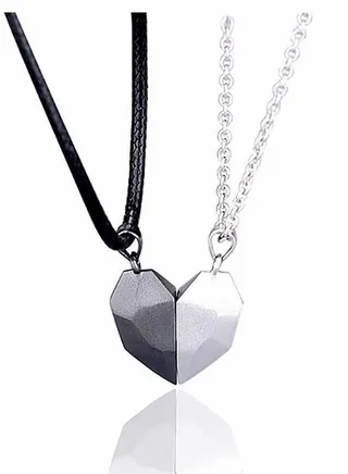 Two Souls One Heart Pendant Necklaces for Couple, Wishing Stone Creative Magnet Couples Necklace 