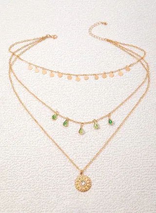 Coin Drop Layered Necklace