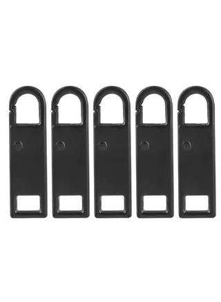 5Pcs Zippers Pull Tab Replacement Extender Backpack Zipper Handle Mend Fixer Backpack Zipper Pulls For Cloths Jacket Suitcase Black 
