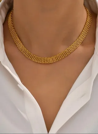 Stainless Steel Gold Plated Choker Necklace For Women 
