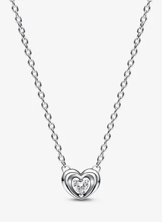 Radiant Heart & Floating Stone Pendant Collier Women's Necklace for Pandora Moments 392494C01-45 