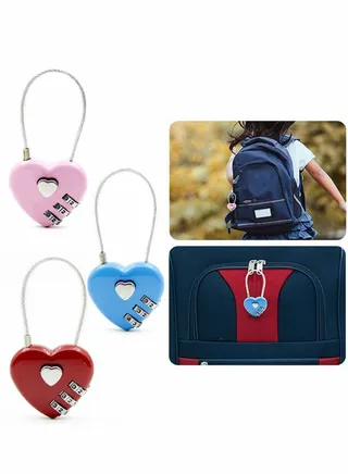 Luggage Locks 3 Digit Combination Number Password Heart Shape Padlocks for Outdoor Travel Suitcase Baggage Backpacks School Gym Lockers Computer Bags Filing Cabinets Toolbox (3 Pieces) 
