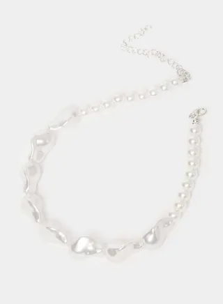 Textured Faux Pearl Necklace