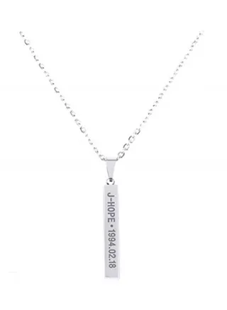 Titanium Members Name Date Cuboid Pendant Necklace 