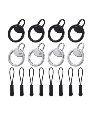 Ring Zipper Pull Replacement, Zipper Pulls Extensions, Luggage Zipper Tab Replacement, 16 Pcs Detachable Zipper Pulls Repair Kit Zipper Tab Tags Cord Extension Fixer for Jackets Backpack 