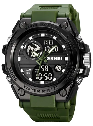Watch for Men Sports Water Resistant Analog Digital Watch PU Strap 2031 52 mm Green 