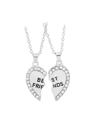 2-Piece Alloy Heart Shaped Pendent Necklace Set 