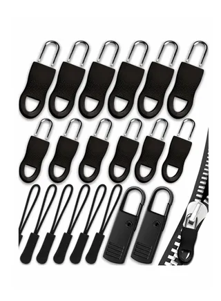 20 Pcs Zipper Pull, Universal Zipper Pull Replacement Kit, Removable Zipper Pulls Tab Replacement, Black Zipper Pulls for Jackets, Luggage, Backpacks, Purses, Boots, Pants, Tents (3 Styles 4 Sizes) 
