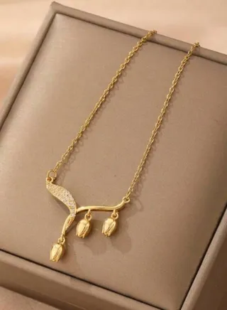 Elegant Stainless Steel Gold Plated Necklace For Women 