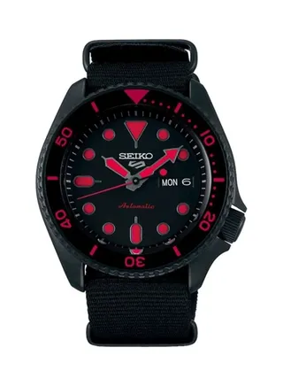 Men's 5 Sports Round Shape Fabric Analog Wrist Watch 43 mm - Black - SRPD83K1 