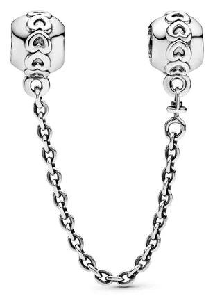 PANDORA Jewelry Red Heart Safety Chain Sterling Silver Pendant 