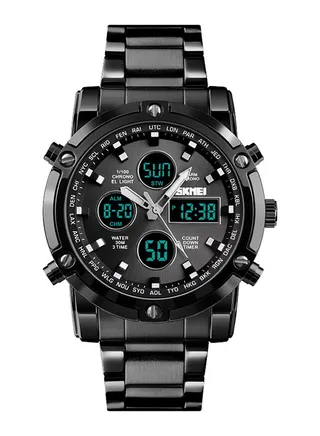 Men's Stainless Steel Digital Analog Watch - 48 mm - Black 