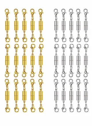 30 Piece Necklace Clasps Bracelet Buckle Gold and Silver Magnetic Jewelry Locking Clasp and Closures Lobster Connector 