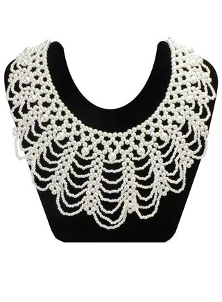 Women's RBG Dissent Collar Detachable Pearl Beaded False Choker Necklace Costume 