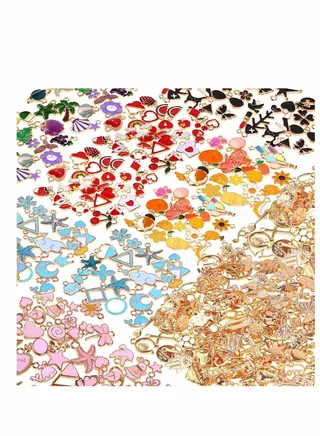 300Pcs Charms for Jewelry Making Enamel Bracelet Charms, Mixed Bulk Metal Earring Necklace DIY and Crafting 