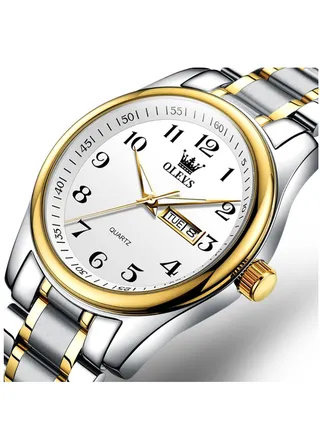Watches for Men Stainless Steel Quartz Analog Water Resistant Watch White 5567 
