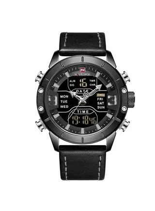 Men's Leather Analog/Digital Wrist Watch NF9153L 