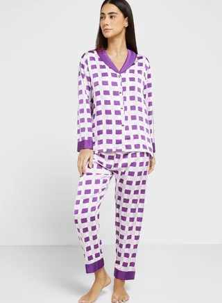 Check Printed Pyjama Pant Set 