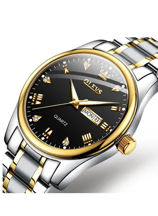 Watches for Men Stainless Steel Quartz Analog Water Resistant Watch Silver&Black 5563 