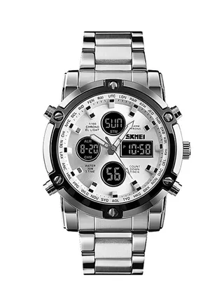 Men's Waterproof Digital Wrist Watch - 1389 - 48 mm -Silver 