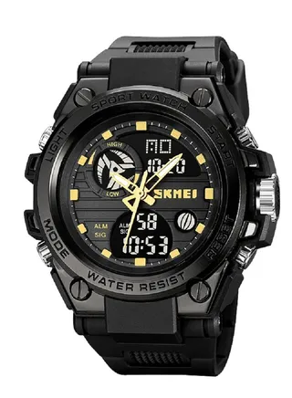 Watch for Men Sports Water Resistant Analog Digital Watch PU Strap Black 2031 