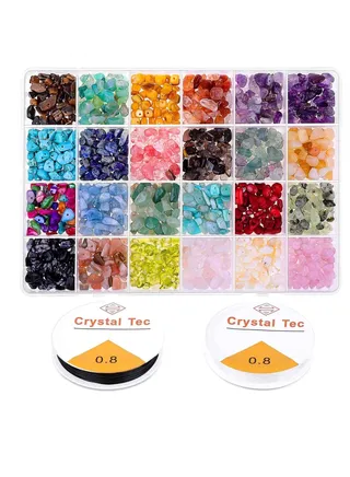 Crystal Chips and Gemstones Beads for Jewelry Making, 24 Colors Bracelet Making 