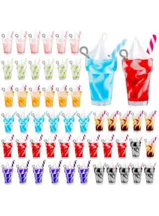 48 Pieces Ice Cream Charms Pendant Resin Ice Cream Cup Charms Colorful Mini Bottle Charms for DIY Necklace Earring Bracelets Keychain Jewelry Craft, 8 Colors 