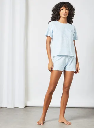 All-Over Heart Print Pyjama Set (Set of 2) Blue 