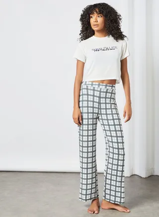 Contrast Text Pyjama Set (Set of 2) White 