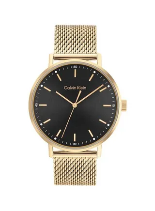 Analog Round Waterproof  Wrist Watch With Gold Strap 25200049 