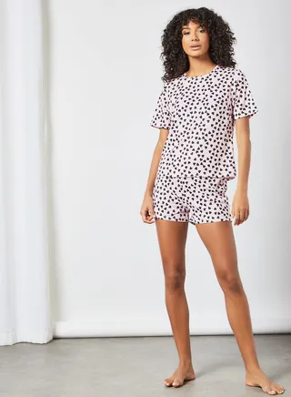 All-Over Heart Print Pyjama Set (Set of 2) Pink 