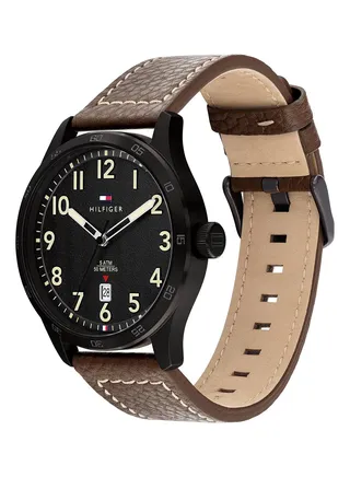 Men's Analog Round Shape Leather Wrist Watch 1710560 - 43 Mm 