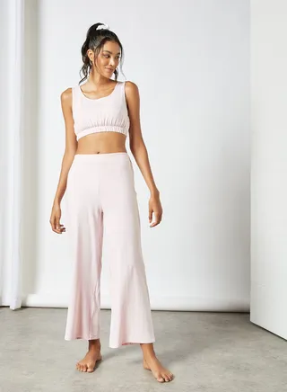 Crop Top And Pants Loungewear Set Pink 