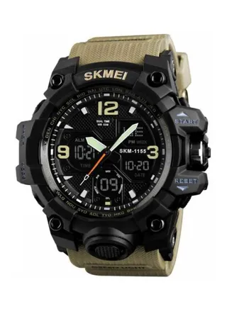 Men's Water Resistant Analog & Digital Watch 3858 - 55 mm - Khaki Brown 