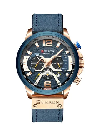 Waterproof Leather Chronograph Watch H35803BL-SU - 48 mm - Blue 