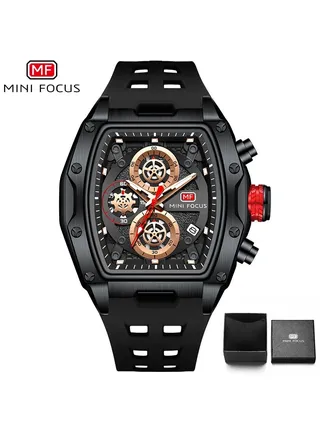 Men's Luminous Water Resistant Sports Quartz Watch with Silicone Strap 