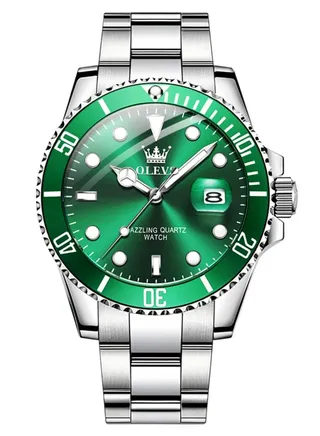 Watches for Men Fashion Stainless Steel Quartz Analog Water Resistant Watch 41mm 5885 Silver With Gift Box 