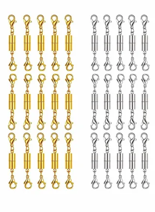 30 Piece Necklace Clasps Bracelet Buckle Gold and Silver Magnetic Jewelry Locking Clasp and Closures Lobster Connector 