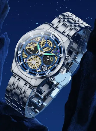 Watches for Men Stainless Steel Water Resistant Quartz Analog Watch 7039 