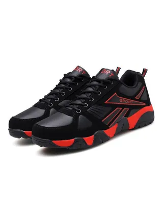 Lace-Up Running Shoes Black/Red 