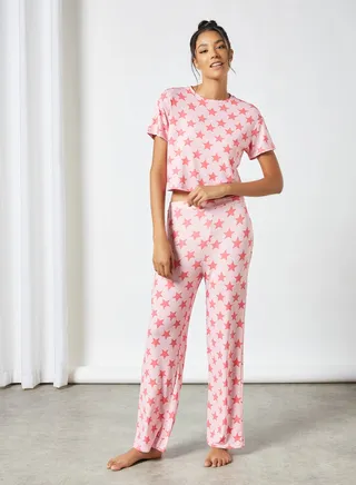 Star Print Pyjama Set (Set of 2) Pink 