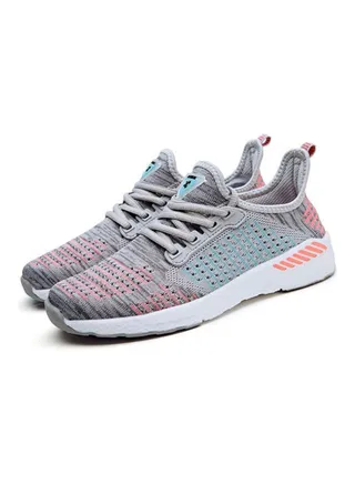 Flying Thread Mesh Running Shoes Grey 
