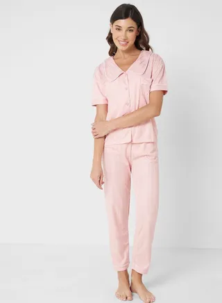 Contrst Trim Pyjama Set 