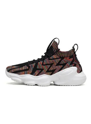 Breathable Lace-Up Closure Trendy Casual Running Shoes Black/Red 