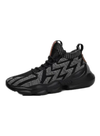 Breathable Lace-Up Closure Trendy Casual Running Shoes Black/Grey 