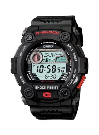 Men's Round Shape Rubber Strap Digital Wrist Watch 50 mm - Black - G-7900-1DR 