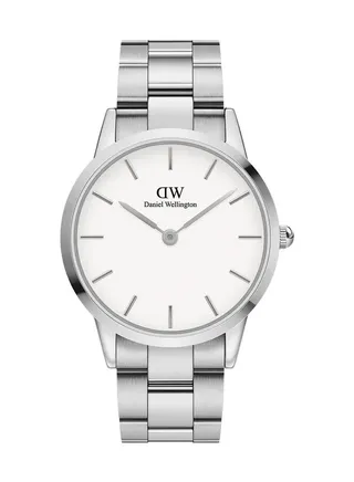 Daniel Wellington Iconic Link Eggshell White Round Men's Watch 40mm Dial with Silver Stainless steel (316L) Link Strap DW00100341 