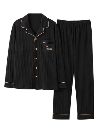 2-Piece Striped Pyjama Set Black 