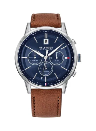 Men's Kyle Round Shape Leather Band Chronograph Wrist Watch 44 mm - Brown - 1791629 