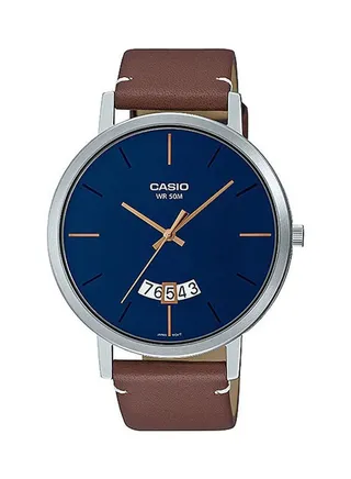Men's Leather Strap Analog Wrist Watch MTP-B100L-2EVDF - 51 mm - Brown 